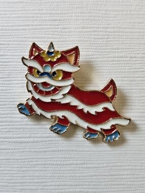 Lion Dance Enamel Pin 4 For $20 Red and White